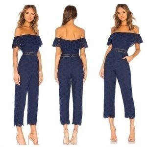 Lovers + Friends Naya Navy Eyelet Jumpsuit